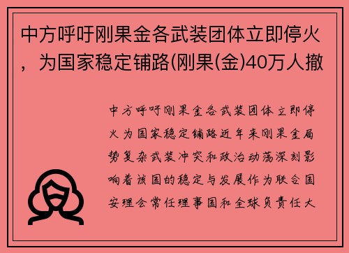 中方呼吁刚果金各武装团体立即停火，为国家稳定铺路(刚果(金)40万人撤离)